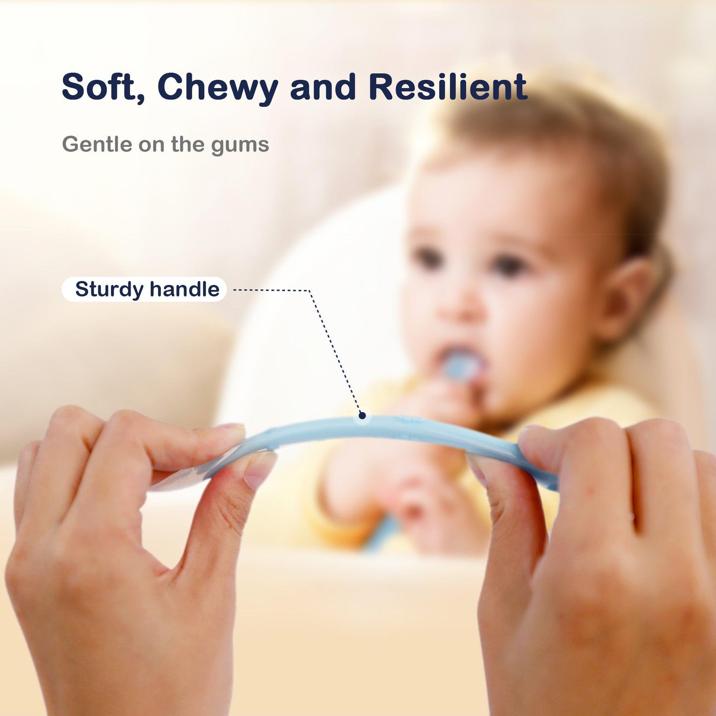 Baby Silicone Chewable Spoon: Soft,Chewy and Resilient