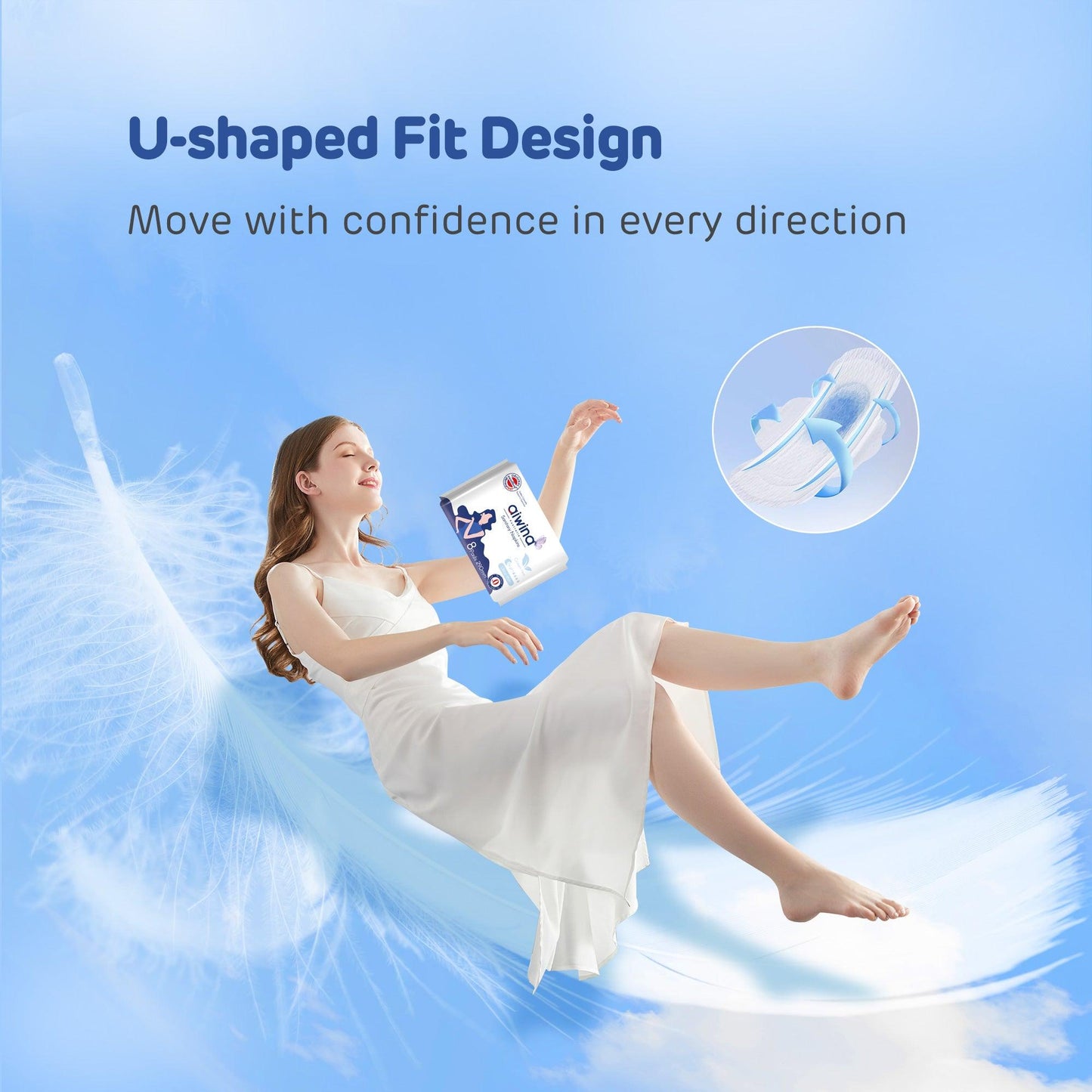 Aiwina Sanitary Napkin with U-Shaped Fit Design