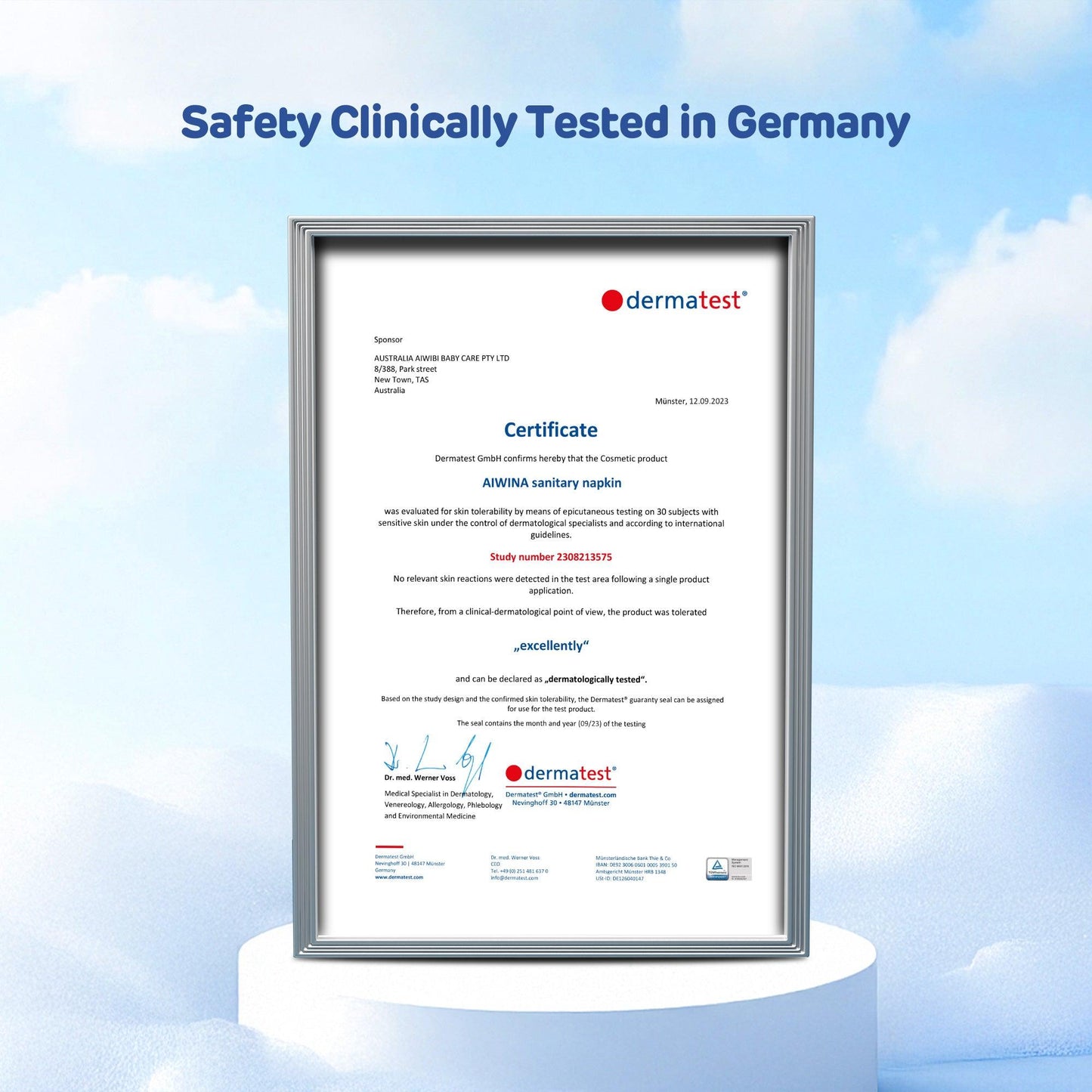 Aiwina Sanitary Napkins: Certified Safe in Germany