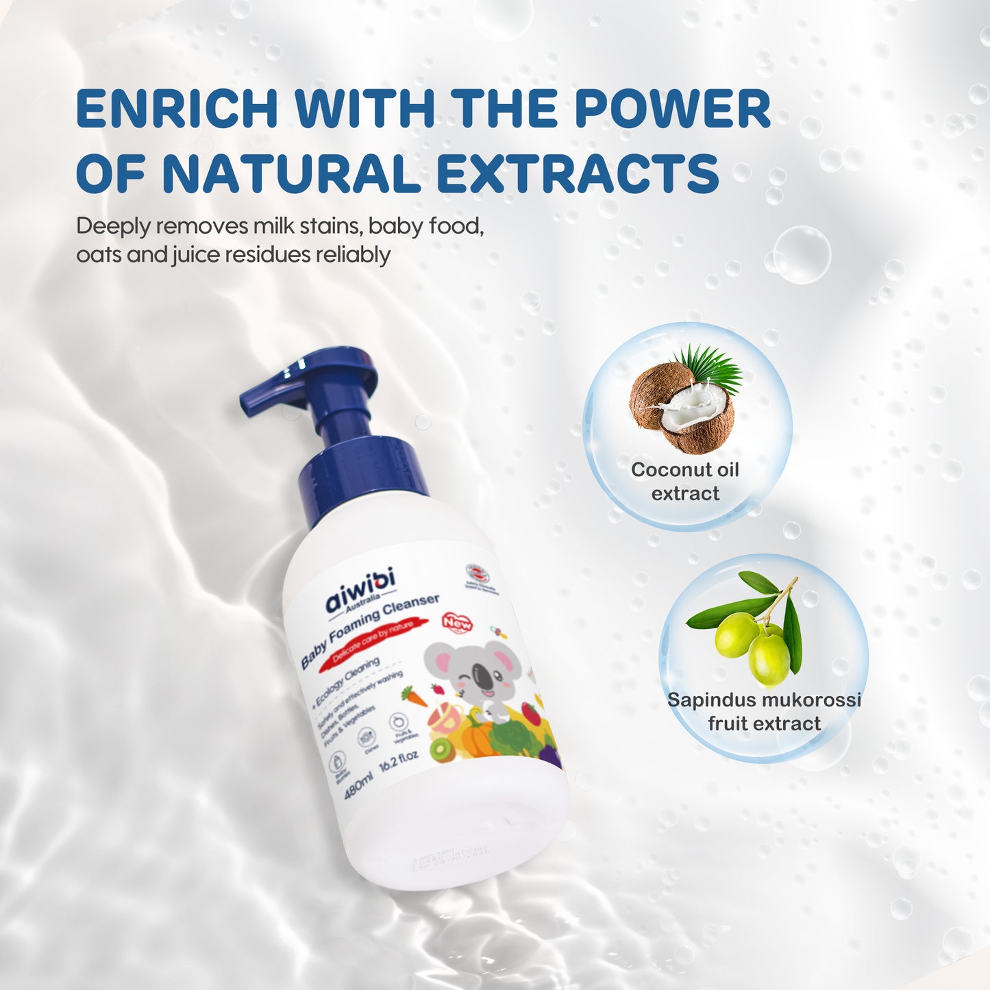 Natural enzymes break down milk fats, residue, and bacteria without harsh chemicals.
