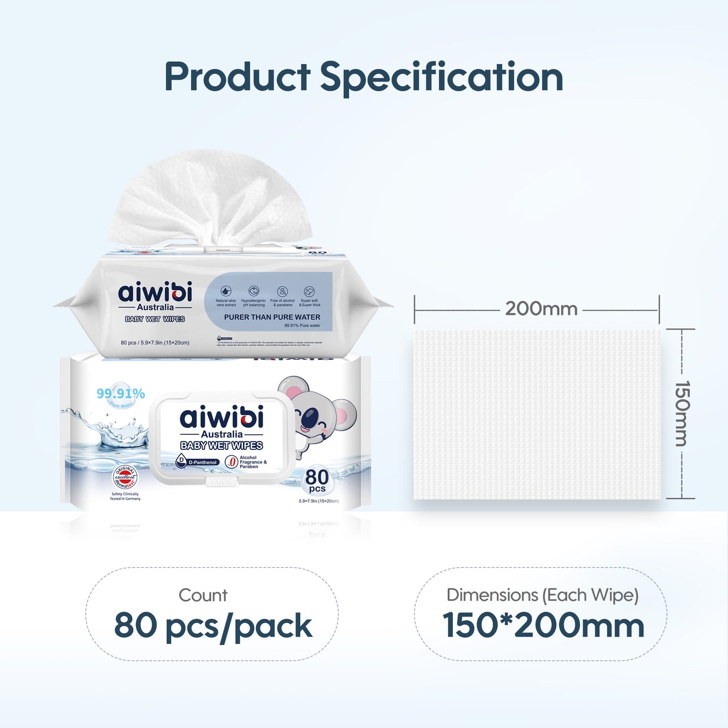 99.91% Pure Water D-Panthenol Wipes