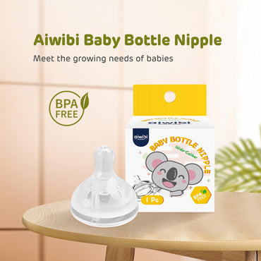 The image shows a baby nipple package and an actual nipple, with the note “BPA-free.”