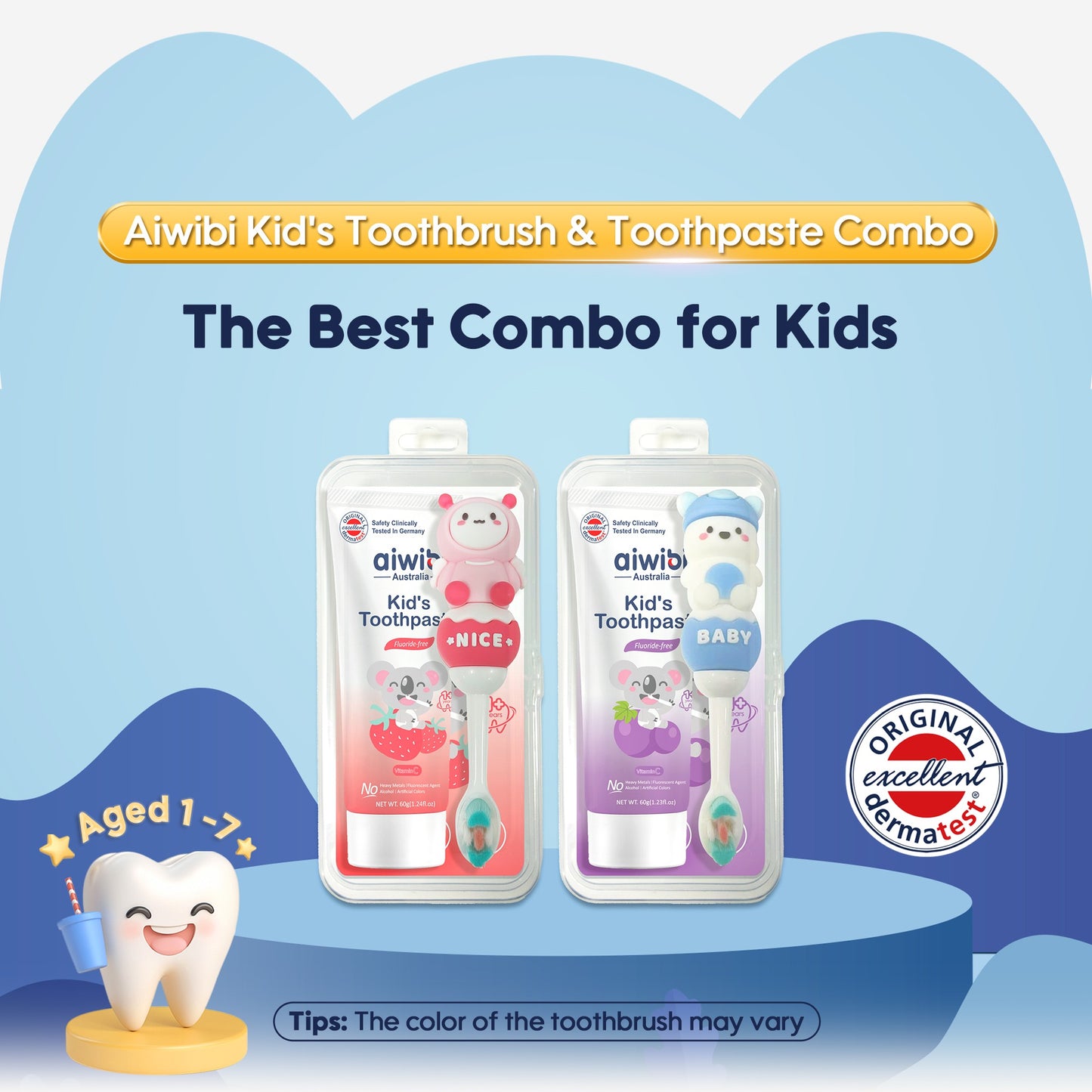 Gentle oral care for babies with Aiwibi Kid's Toothpaste.
