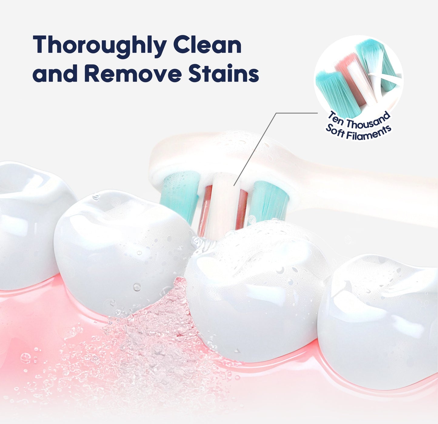 This baby-safe toothbrush features thousands of ultra-soft bristles for gentle yet thorough cleaning and gum care.
