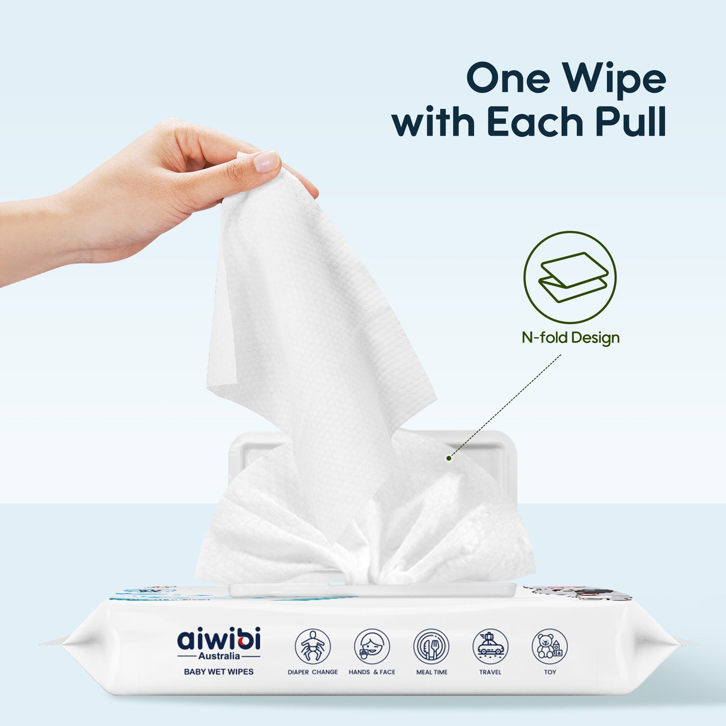 Aiwibi fragrance-free sensitive wipes offer the same gentle clean in a portable format.
