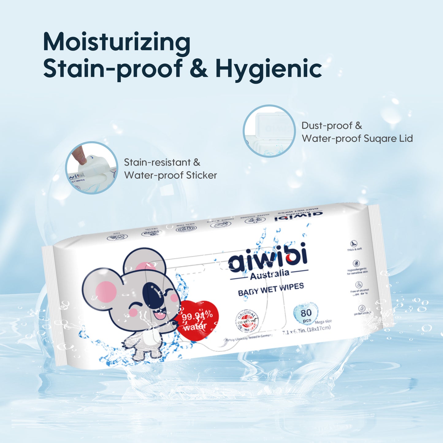 Aiwibi waterwipes: Moisturizing and anti-fouling hygienic products.