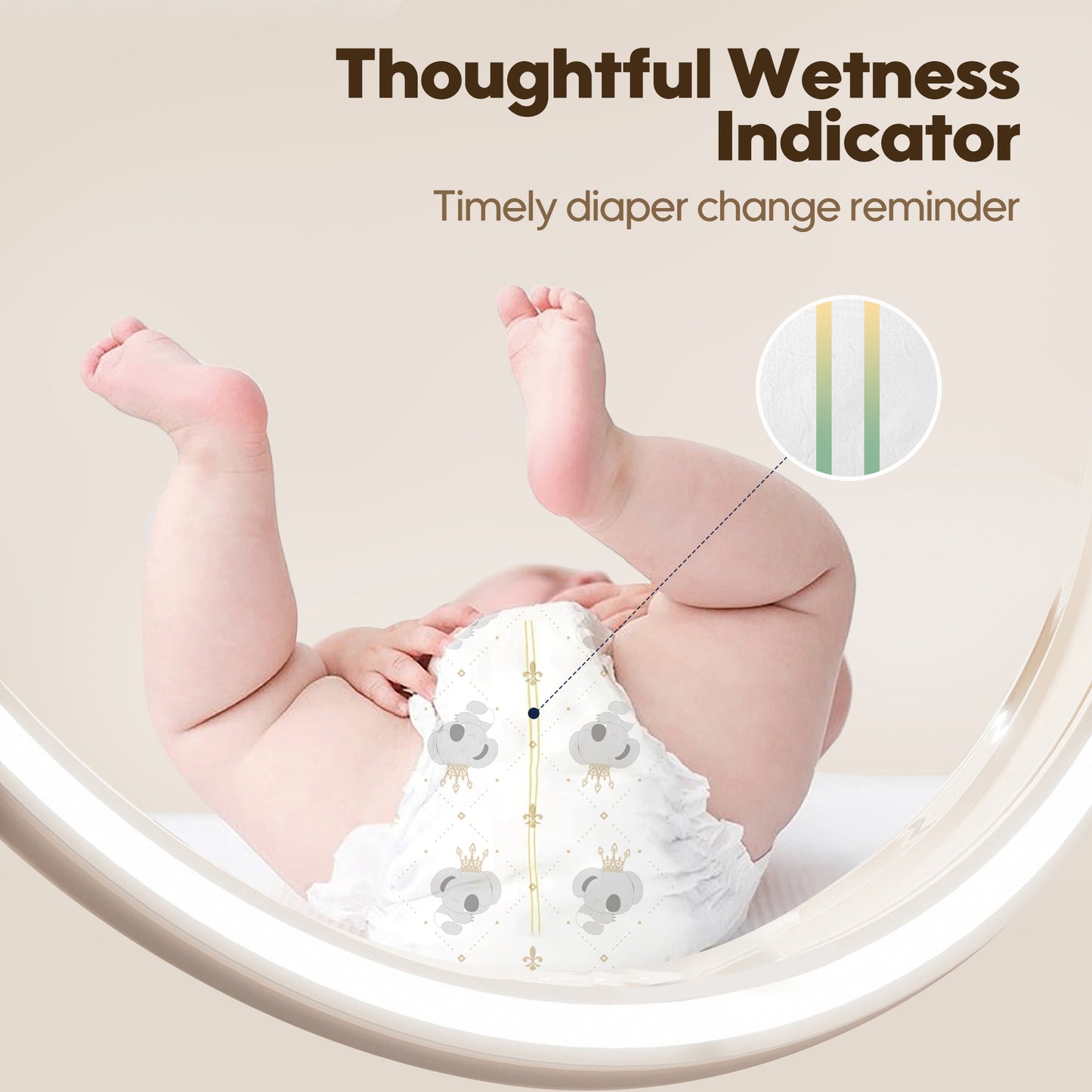 Aiwibi Astronaut Series diaper with a visible wetness indicator, making it easy to check when a change is needed.