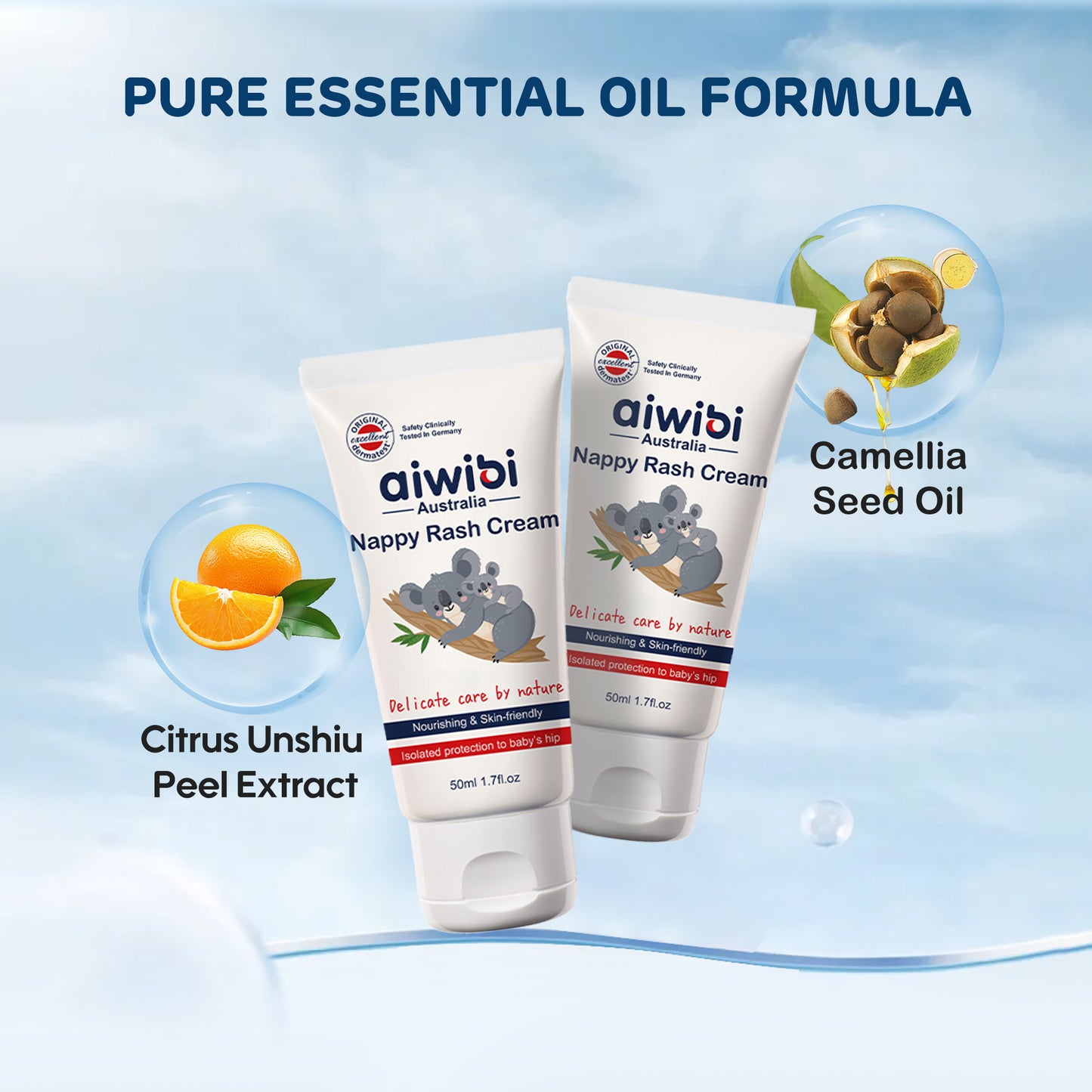 Aiwibi Nappy Rash Cream with natural Beeswax gently protects your baby from nappy rash.