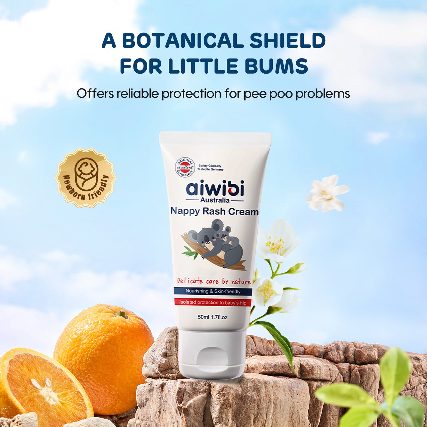 Use Aiwibi cream after every nappy change to prevent irritation and moisturize.