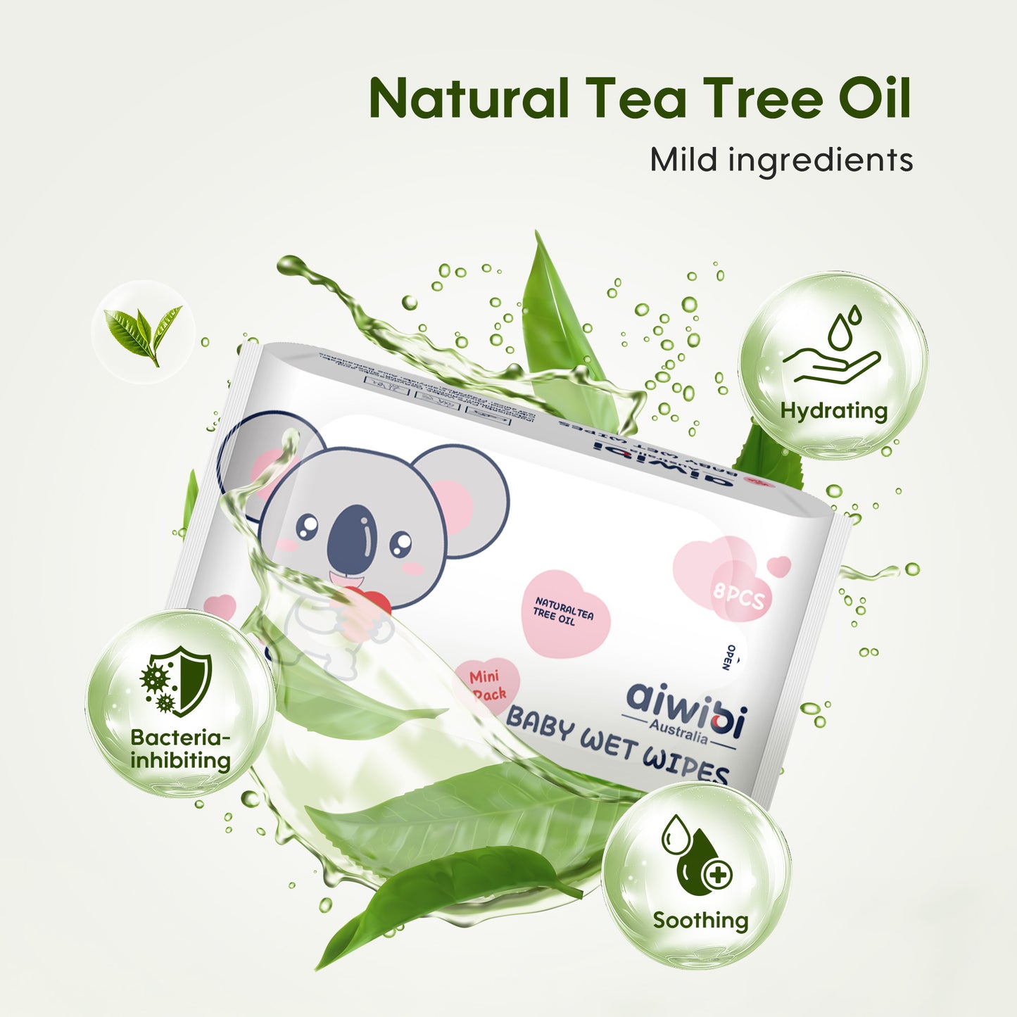Aiwibi mini wipes made with a gentle plant-based adhesive and polyester blend.