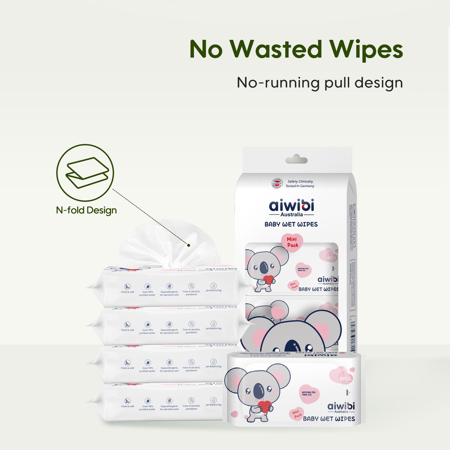 Aiwibi Mini Pocket Portable Wipes: N-fold Design.