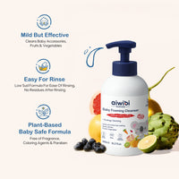 Aiwibi Baby Foaming Cleanser: Aiwibi plant-based baby foaming cleanser – phosphate-free, alcohol-free.