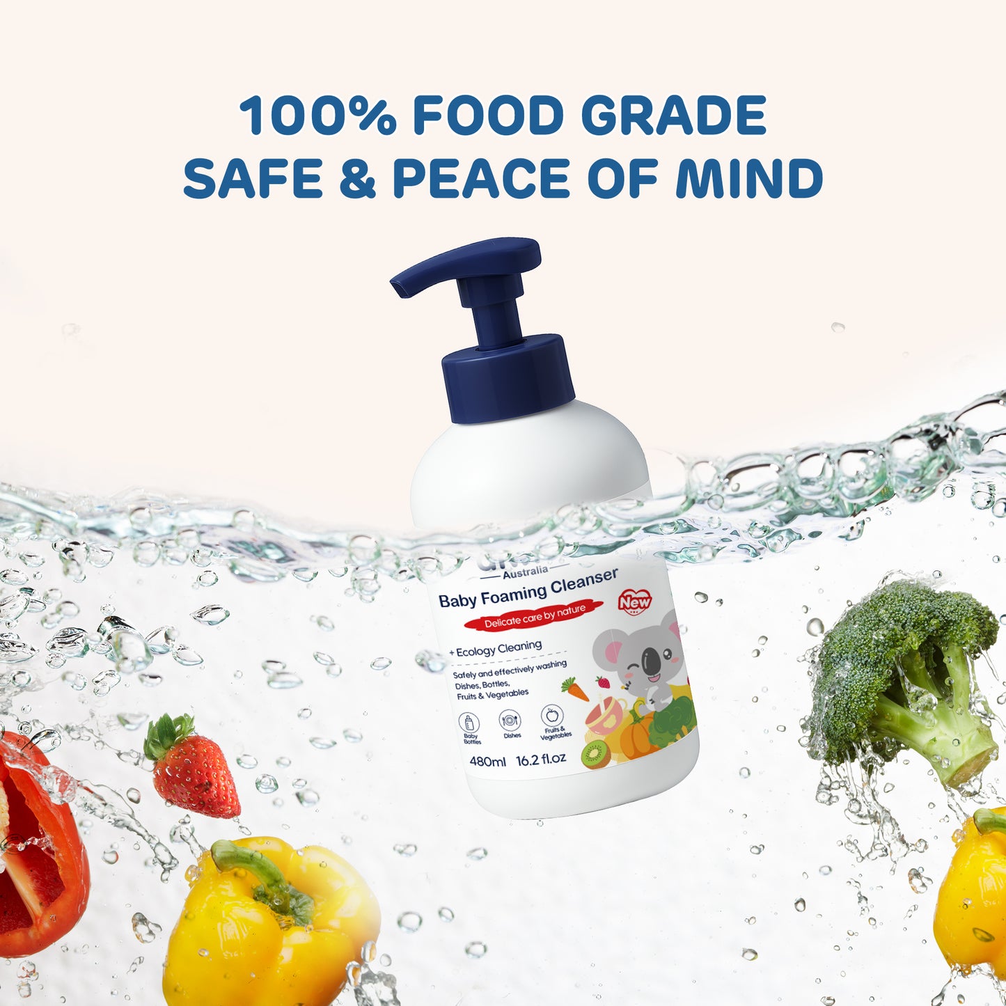 Food-grade baby cleanser removes milk stains, pesticide residues – low suds, easy rinse