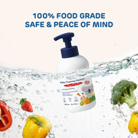 Food-grade baby cleanser removes milk stains, pesticide residues – low suds, easy rinse