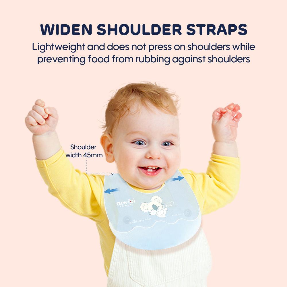 Baby Silicone Bib Fold N Go : Widen Shoulder Straps