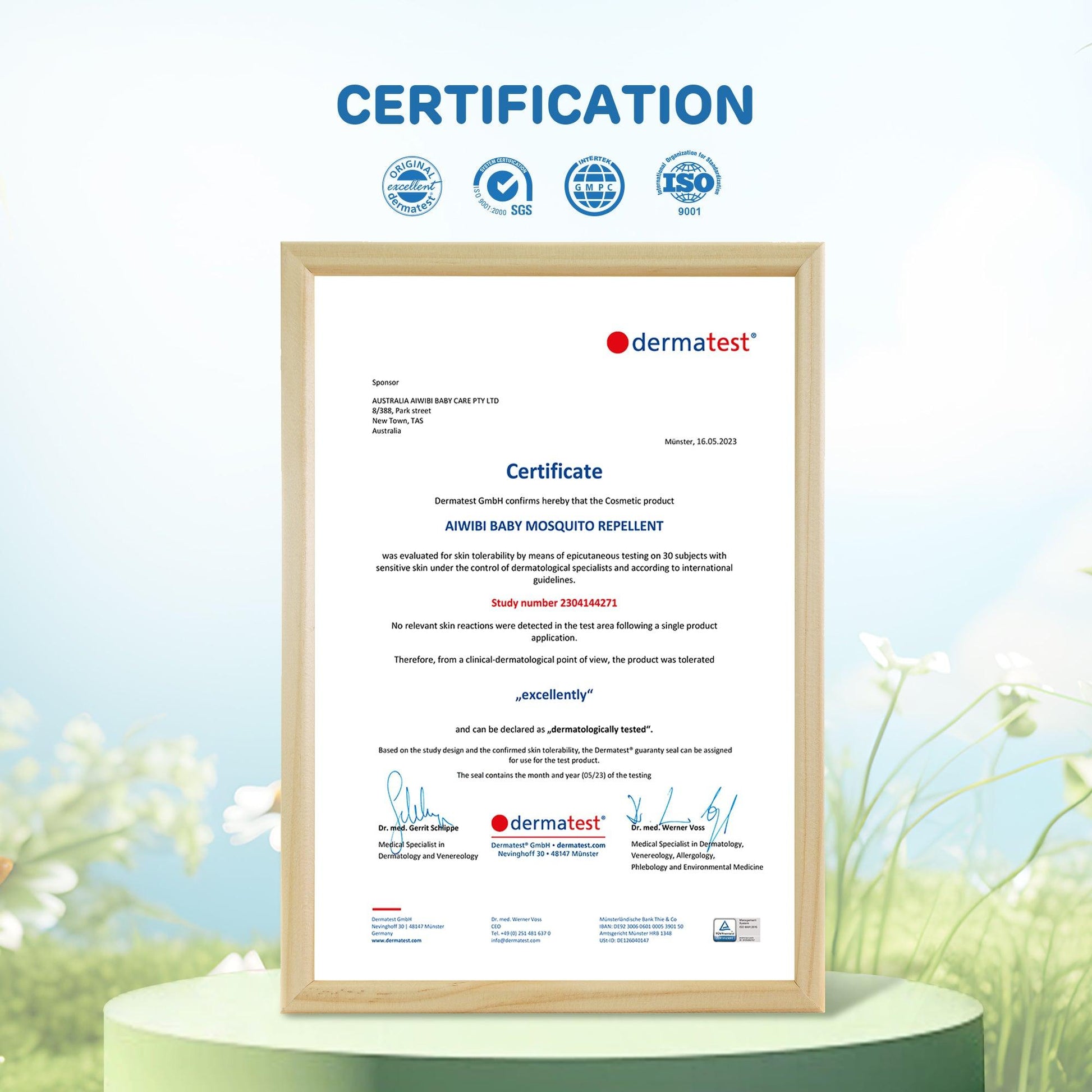 Aiwibi Baby Mosquito Repellent Safety Certificate