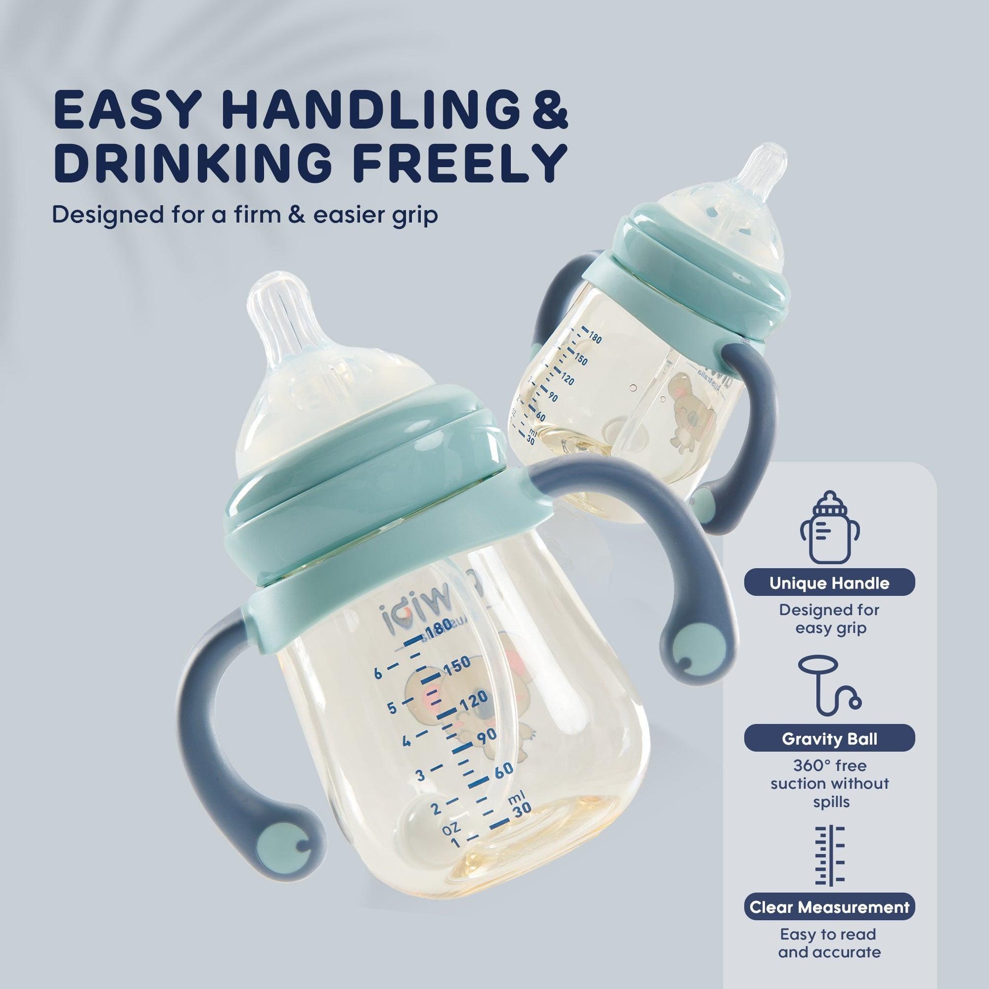 Aiwibi PPSU Baby Feeding Bottle : Easy Handling & Drinking Freely