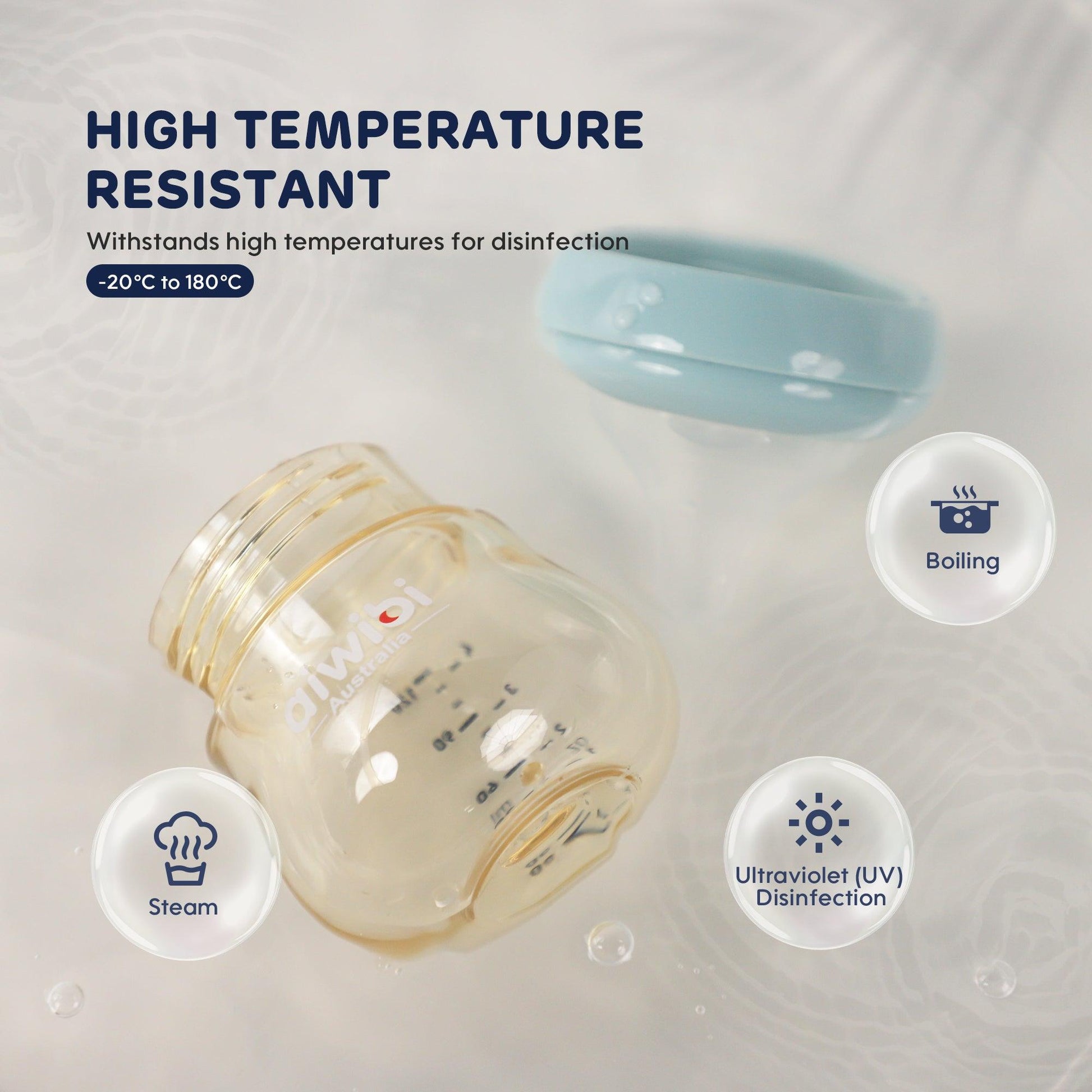 Aiwibi Newborn Baby Bottle PPSU Material High-Temperature Resistant, Supports Multiple High-Temperature Sterilization Methods.