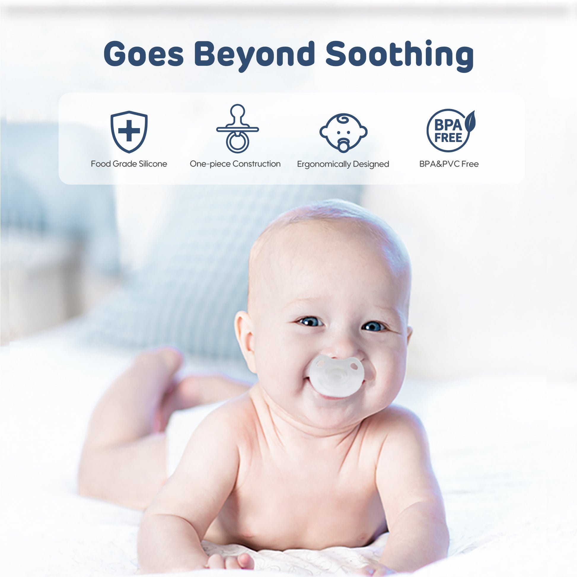 Durable and soothing Aiwibi pacifier for happy babies, day and night.