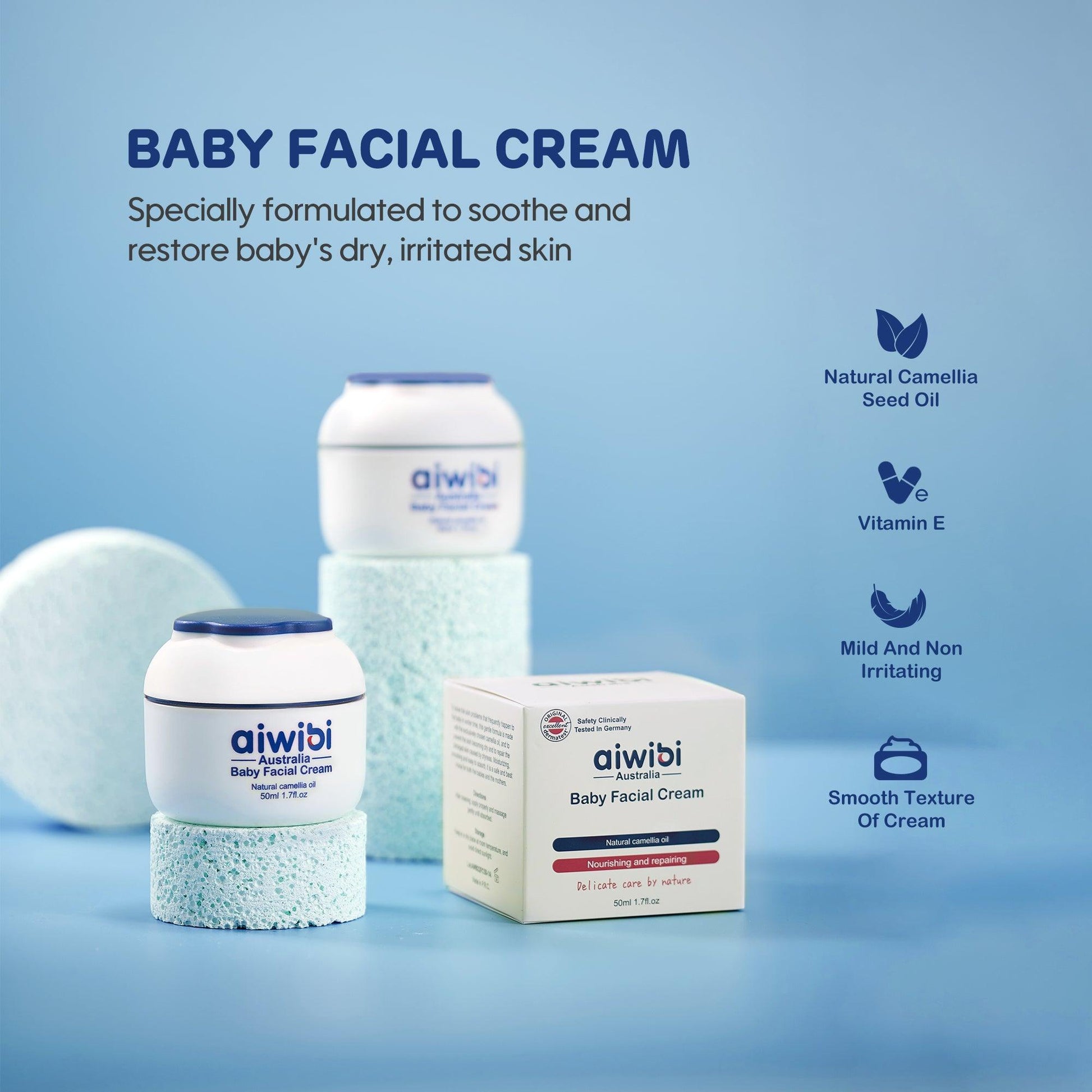 Aiwibi Facial Baby Cream：Natural camellia seed oil is in it.