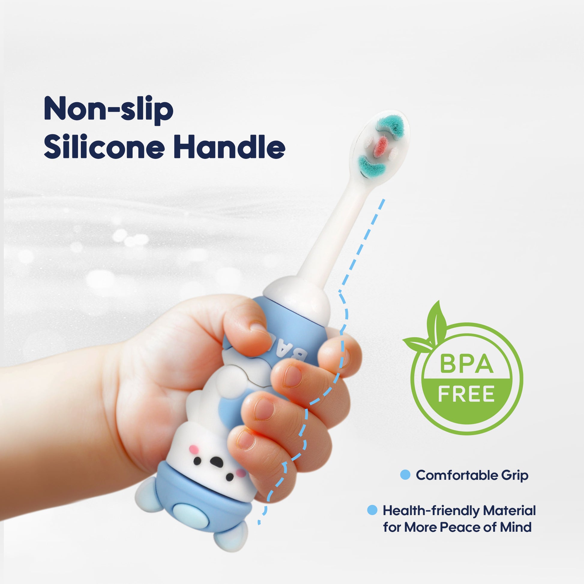 Features a compact head, non-slip silicone handle, and is BPA-free.