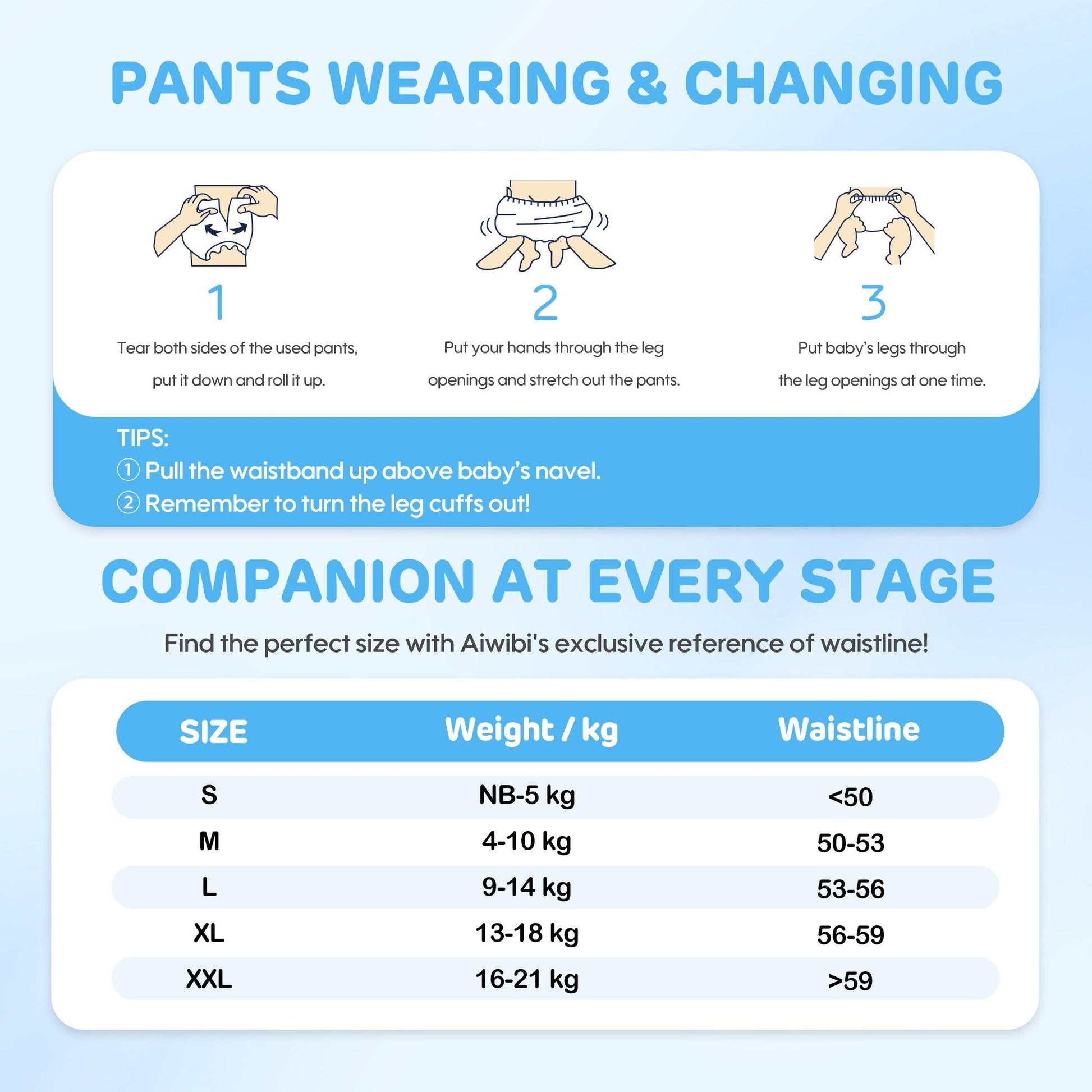 Air Tender Disposable Baby Pants Jumbo Package Size Chart